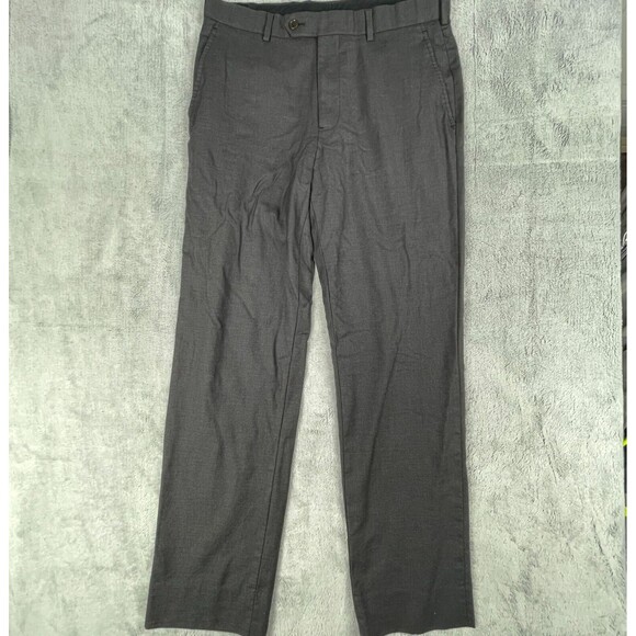 Brooks Brother Dress Pants Men's W34 (32) Gray 100% Wool Straight Leg - Picture 1 of 13